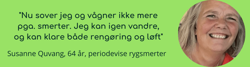 Susannes resultater med øvelserne