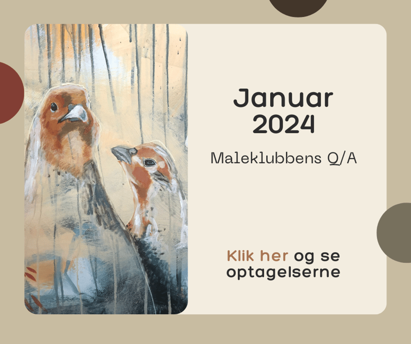 Januar 2024 - Nyt &aring;r og nye muligheder....&nbsp; Jeg samler op p&aring; maleriet, jeg var begyndt p&aring; tilbage i November med agerh&oslash;nsene. Jeg er sp&aelig;ndt p&aring; hvor det ender.