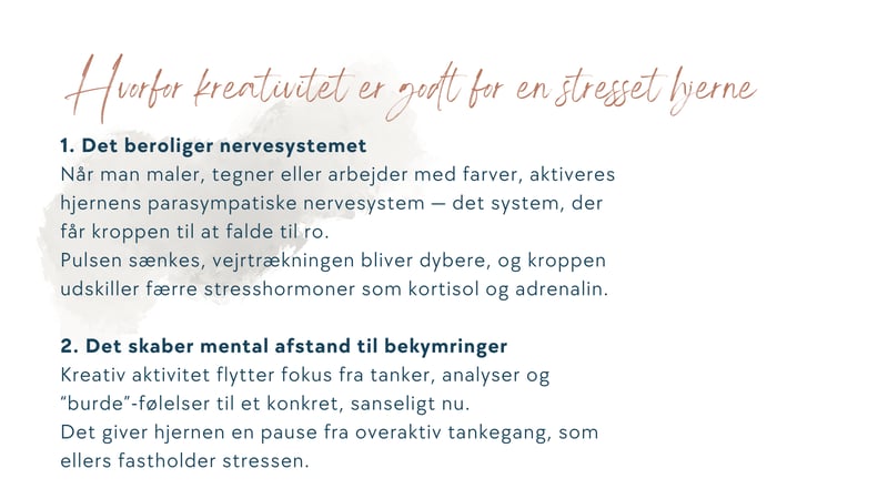 Pulsen sænkes, vejrtrækningen bliver dybere, og kroppen udskiller færre stresshormoner som kortisol og adrenalin