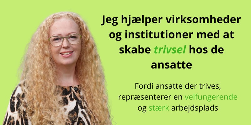 Trivselskonsulent Sønderjylland Shirley Lausen, supervision til insitutioner og virksomheder. Mental sundhed til medarbejdere